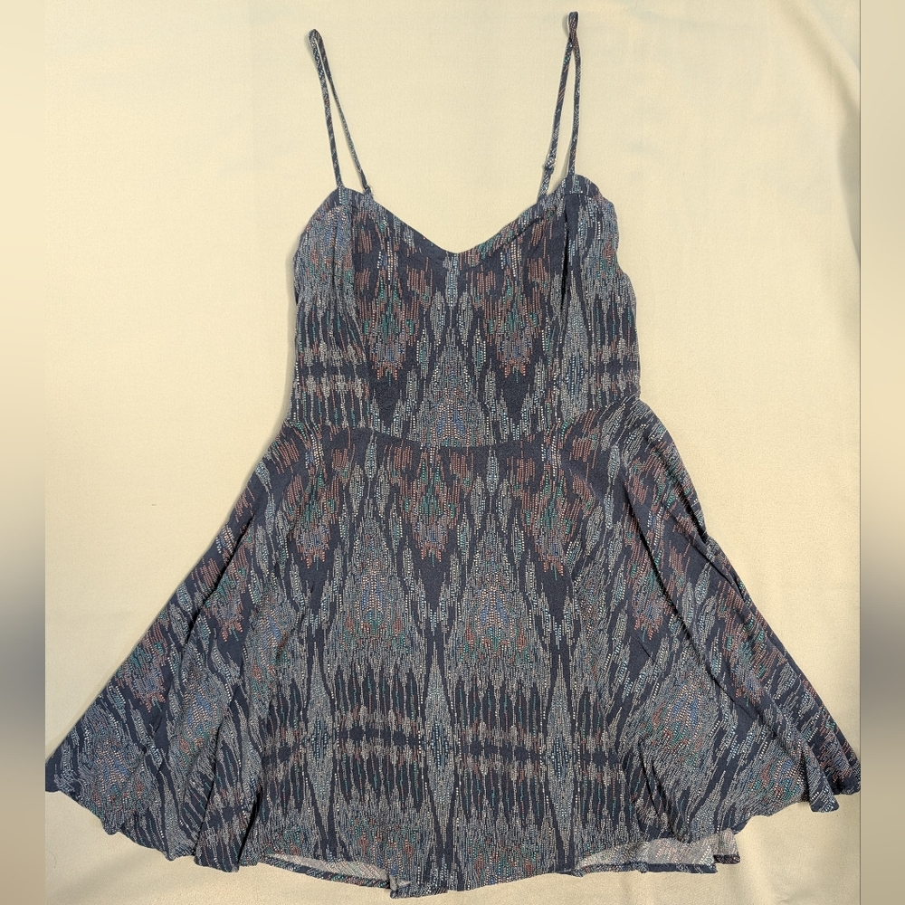 Aeropostale Blue and Gray Patterned Mini Dress